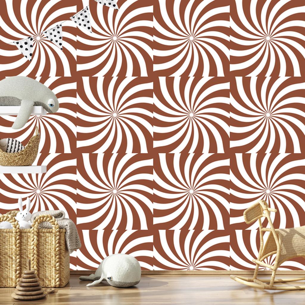 Hippie Background Wallpaper Orange and White for Living Room and Bedroom 50x1000