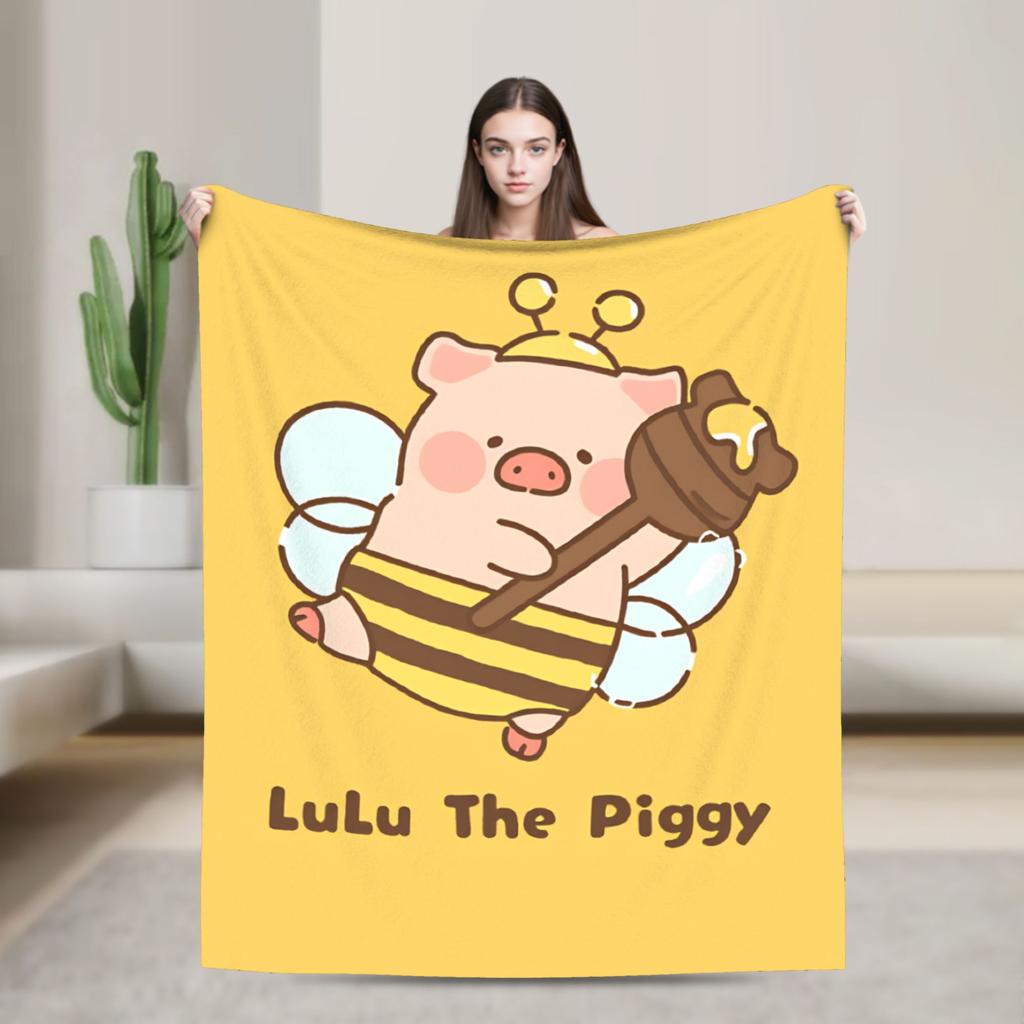 Cartoon L-Lulu Pig  Blanket  Soft Fashion Plush Bedding Throws For Couch Chair Decorative Flannel Bedspread Bed Cover