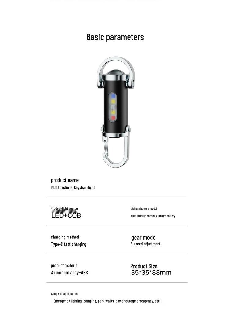 Portable Waterproof Keychain Flashlight – Multifunctional, Rechargeable Emergency Light