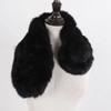 Russian Women Thick Natural Fur Scarf Winter Ladies Warm Real Rabbit Fur Muffler Knit Fluffy Pompoms Genuine Fur Scarves