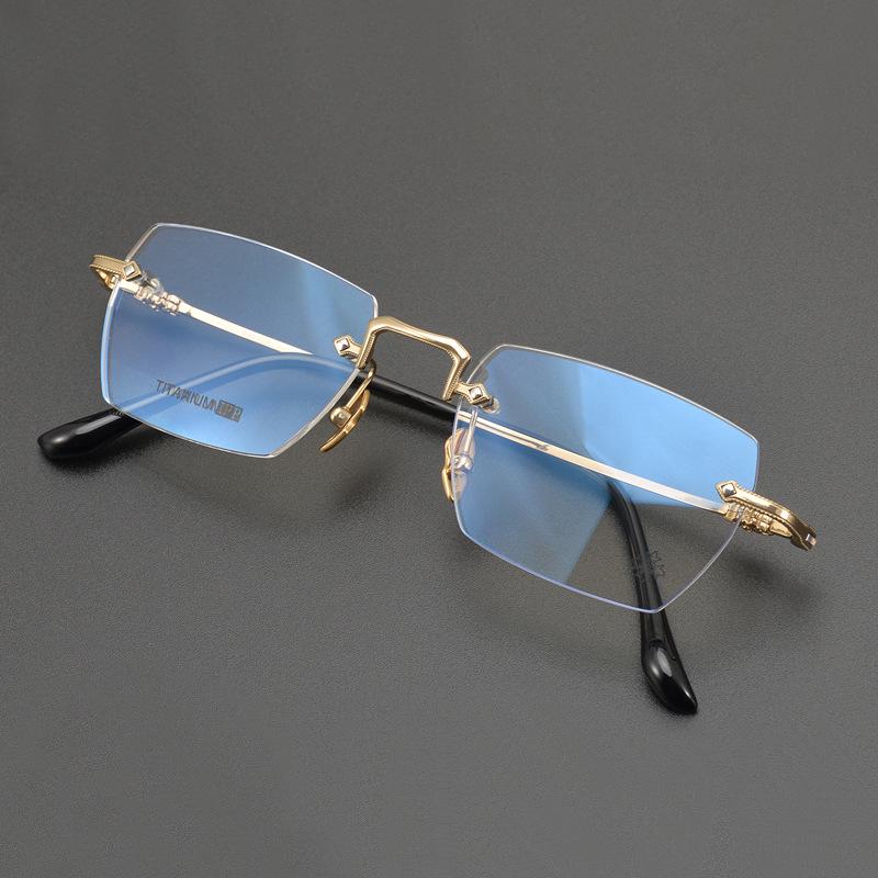 Rimless Pure Titanium Glasses Frame with Blue Light Blocking for Men & Women, Model CH5800