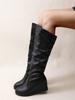 Fashion Black Elegant Heeled Round Toe Long Boots for Women 2025 New Rock Fashion Boot Waterproof Chic Goth Knee High Shaft Shoes Woman