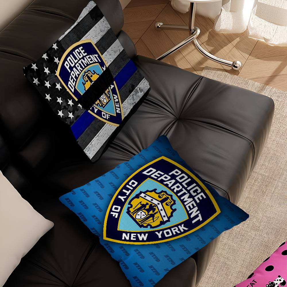 N-New York City Police Department NYPD Pillow Covers Cartoon Sofa Decorative Home Double-sided Printing Short Plush Cute Cushion