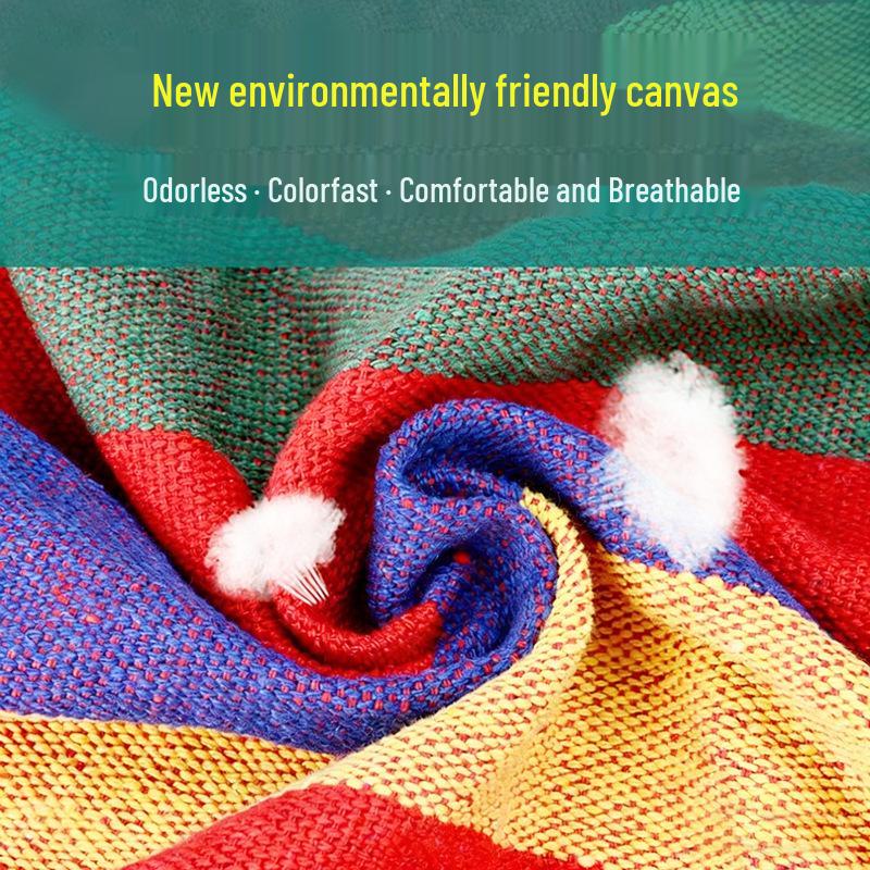 Canvas Hammock for Camping - Anti-rollover Design, Single/Double Person, Outdoor Swing with Curved Support