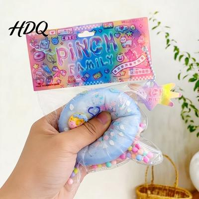 Doughnut Stress Reliever Simulation Squeeze Toy Relief Sequin Donut Pinch Sensory Elastic Simulated Dessert Fidget Students Office Workers Gift
