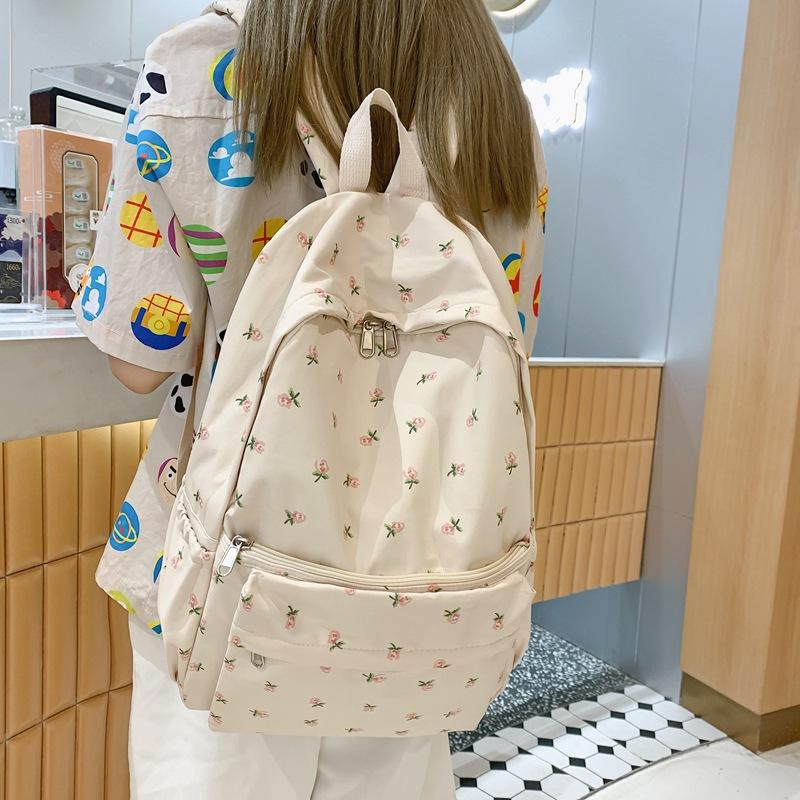 Schoolbag Printed School Bag Female High School College Student Mori Girl Backpack Harajuku Travel Backpack Female Breathable and Lightweight