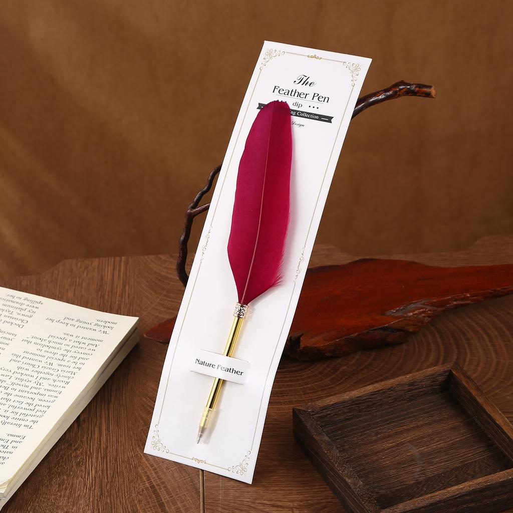 Feather Ballpoint Pen Creative Retro Goose Feather Shape Ballpoint Pen Cute Puzzle Student Stationery