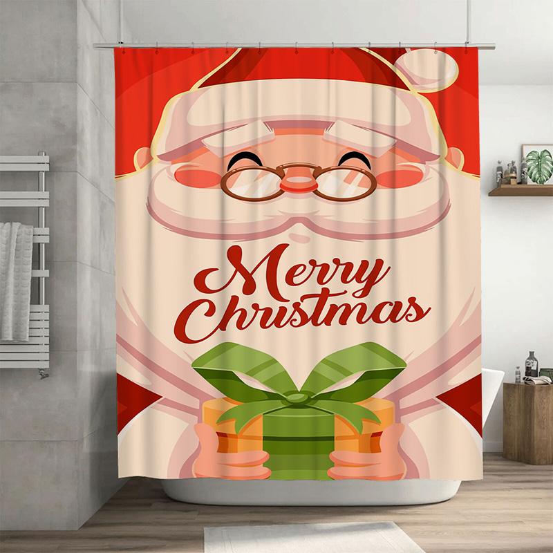 

Tuniu Festive Santa Claus Bathroom Curtain Merry Christmas Shower Curtain Cute Holiday Decor Funny Xmas Home Textile Waterproof W60H190(CM)-1 Pcs