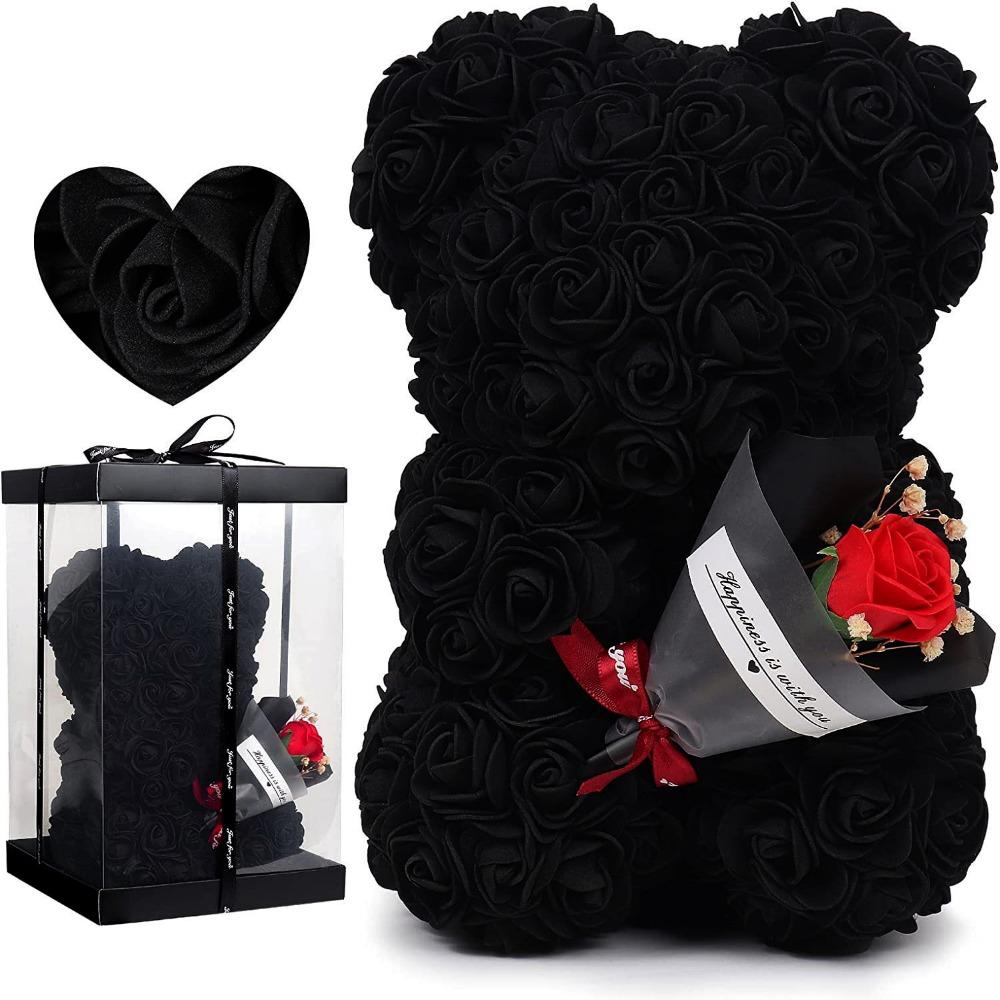 New Multicolors Artificial Flower 15*15*22cm/16*16*24cm Rainbow Eternal Rose Bear Birthday Valentine's Day Flower