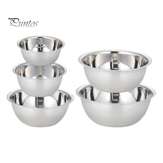 

Набор из 5 мисок для смешивания из нержавеющей стали, пищевой, без содержания бисфенола А, полированная поверхность, утолщенная, многофункциональная, большая суповая миска 1 Set