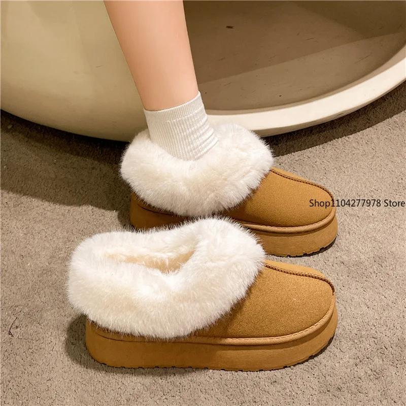 Fashion Winter Warm Boots Women Flats Shoes Short Plush Fur Ankle Snow Boots Casual Shoes Sport Suede Motorcycle Botas Platform Boots