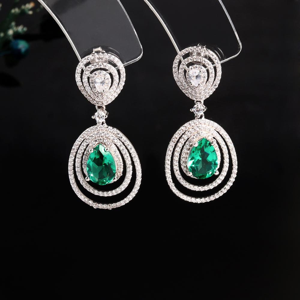 Luxus S925 Silber lange Ohrringe 4,20 Karat Zuchtperle 7*9mm Smaragd Nano Schmuck für Jahrestag und Bankettparty Geschenk für Damen