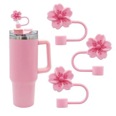 1PC Begonia Flower Straw Cover Caps 10mm Silicone Straw Tips Lids Reusable Dust-Proof Straw Topper For Ice Cup Party Decor