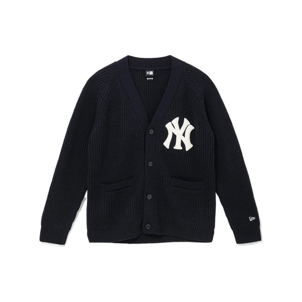 New Era FW22 Logo Pattern Printed V-Neck Single-Breasted Long Sleeve Sweater Unisex Sweater Dark-Blue 13338685-NVY
