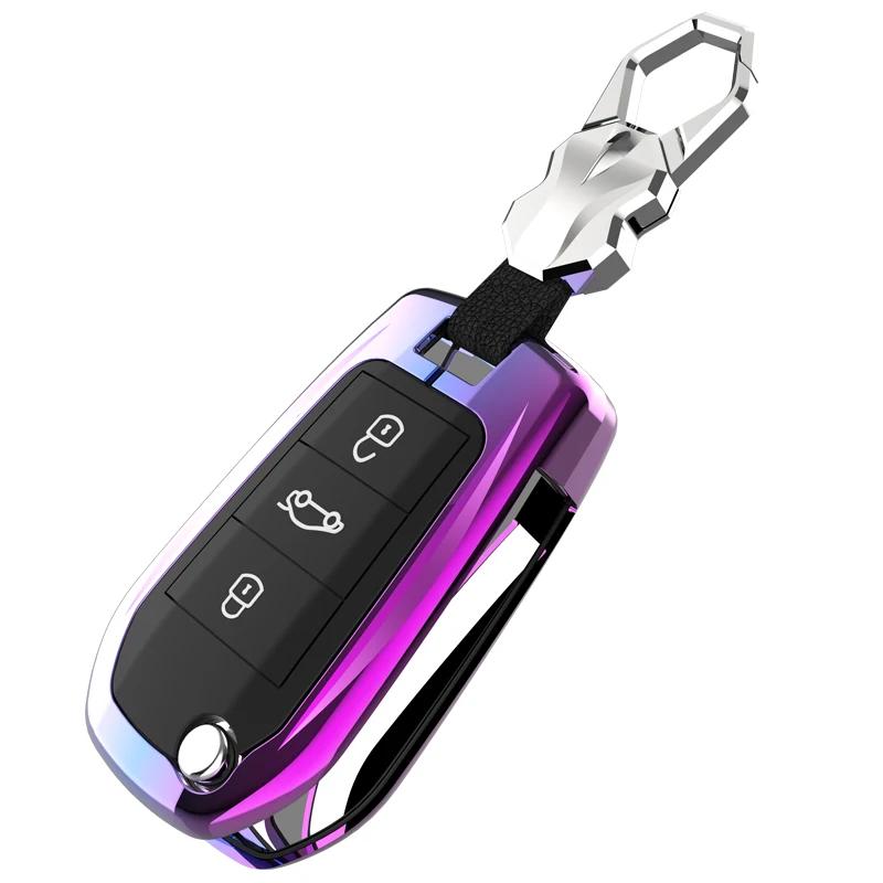 Key Case for Car New Zinc Alloy Car Flip Key Case Cover Shell For Peugeot 208 308 408 508 2008 3008 4008 5008 For Citroen C3 C4