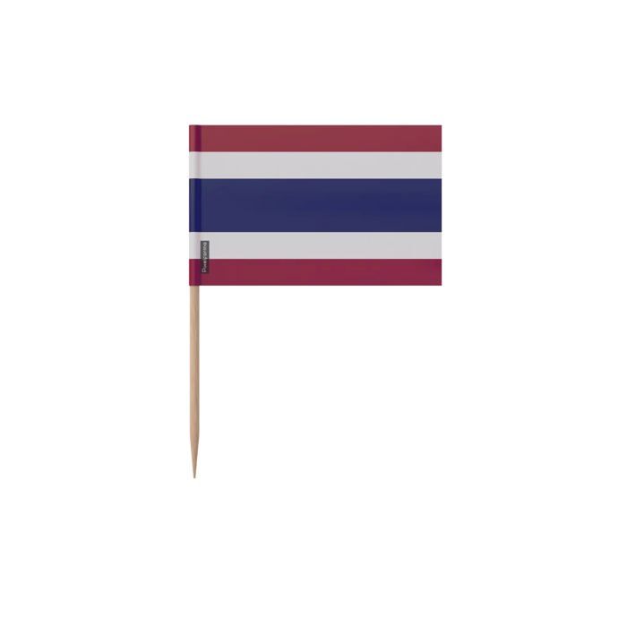 Cure-dents Drapeau de la Thaïlande - 10 cm - 100 pièces - Plastique adhésif - Bâton en bambou - Pixelforma