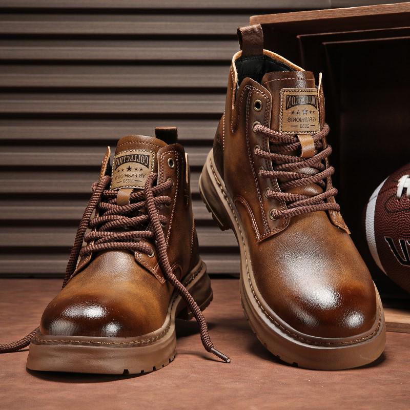 Men's Trendy Retro Martin Boots: Breathable, Non-Slip, Height-Enhancing, Shock-Absorbing, Comfortable, Wear-Resistant, All-Match.