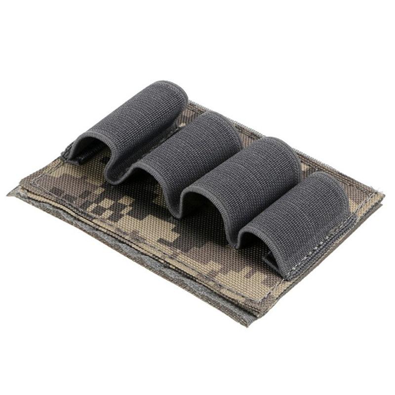 Tactical 12/20Ga 4 Round Ammo Carrier Holder Shotgun Shell Molle Nylon Magazine Pouch Panel Flashlight Pen Organizer