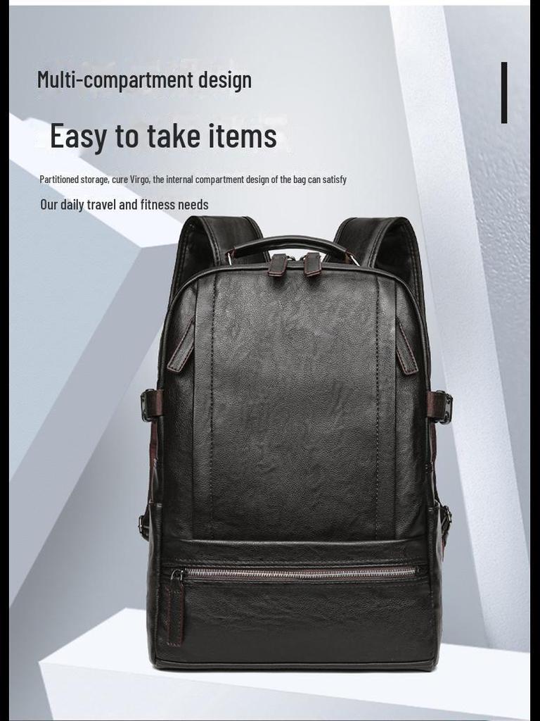 Pánský PU kožený batoh na podnikání a do školy - Velká kapacita, pro venkovní použití