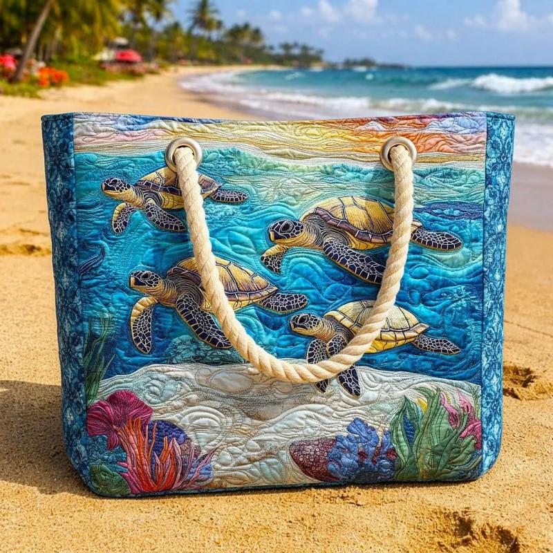 Große Schulter-Tragetasche Digitaldruck Gesteppt Strand Reise