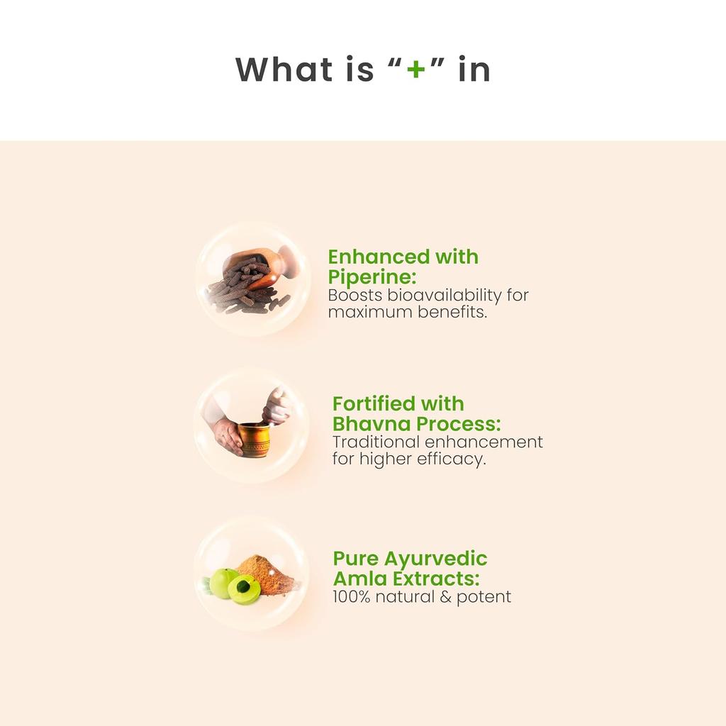 Vedistry Amla+ Tablets 60 Tablets X Pack of 3 | Immunity Energy Booster with Vitamin C for Hair Skin Anti-Ageing Wellness