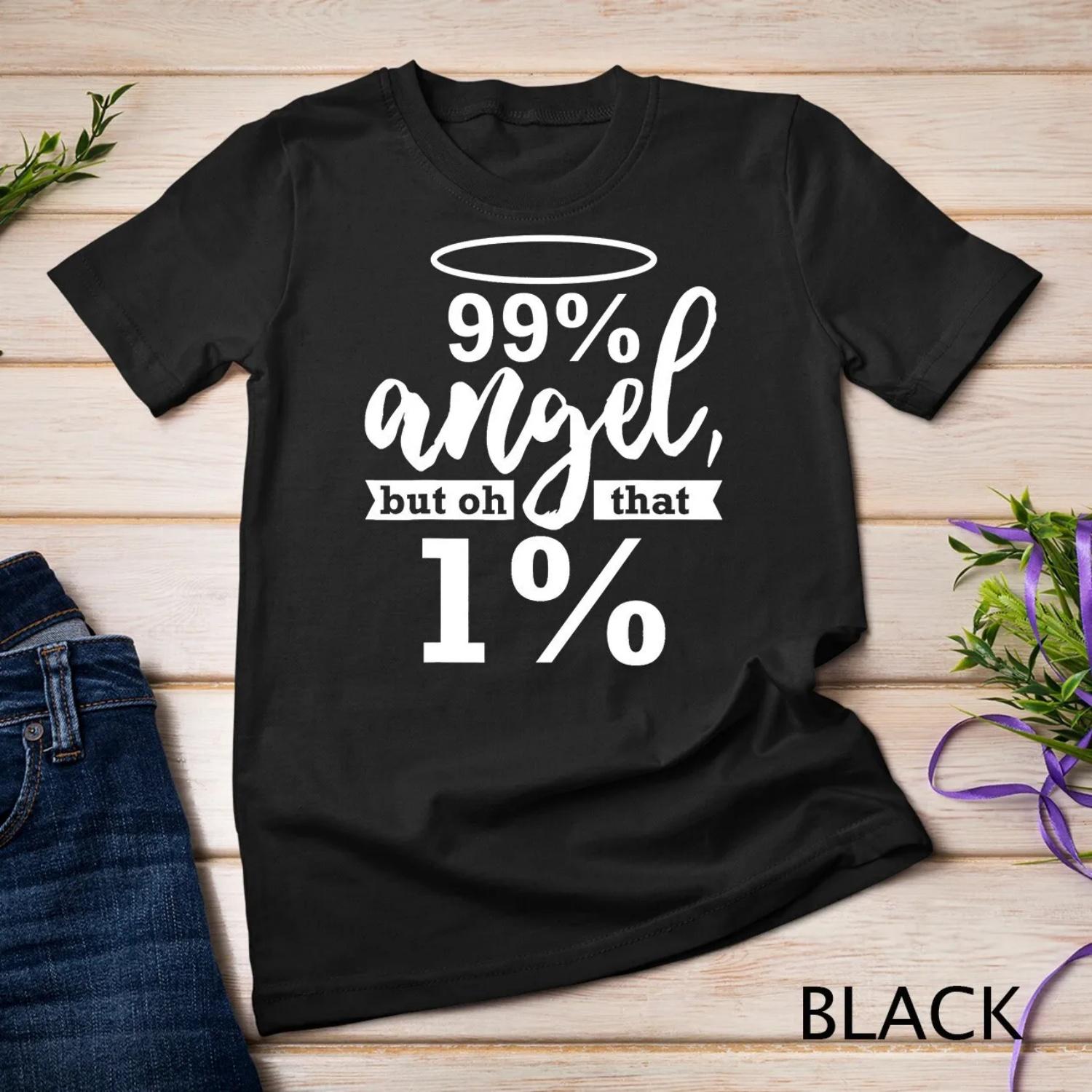 Funny Angel Devil 99 Percent Wild Side Joke Top For Her T shirt S