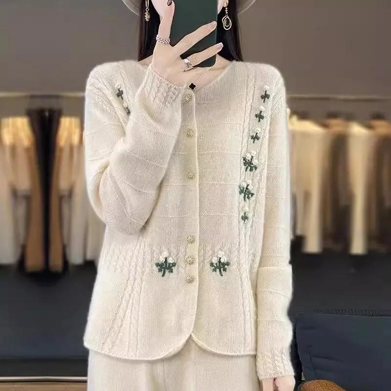 Women's Autumn Thick Warm Loose Jacket Chinese Style V-neck Outerwear