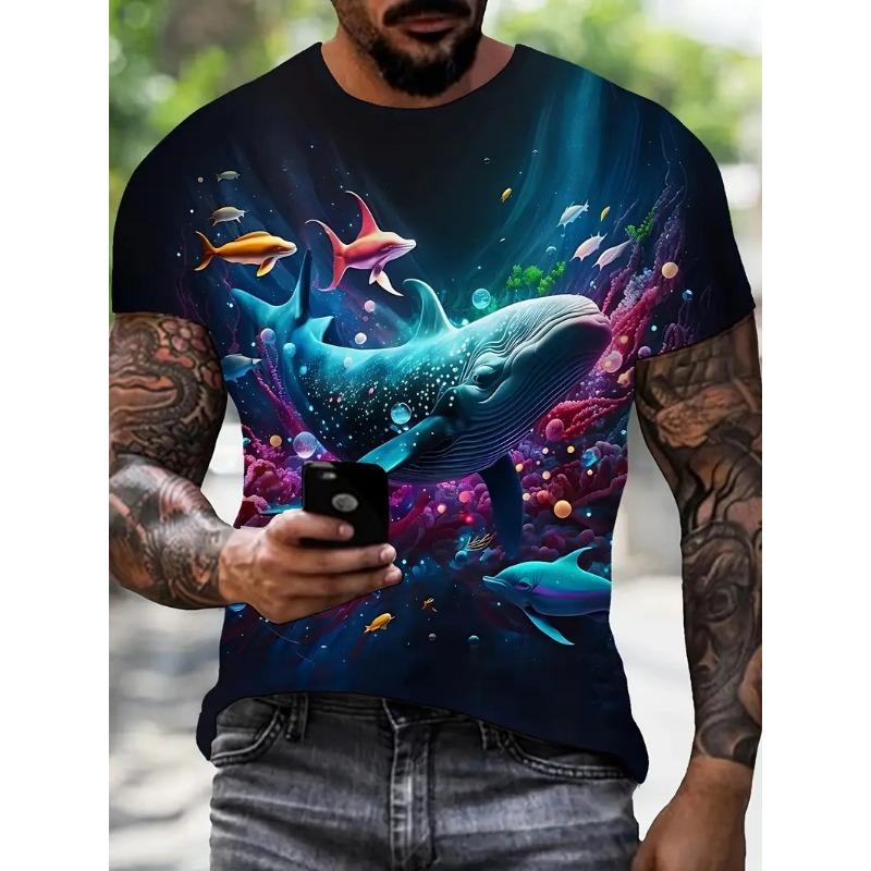 3D Print Men'S Ocean Animal Fish Graphic T-Shirt New In Casual Crew Neck Short Sleeve