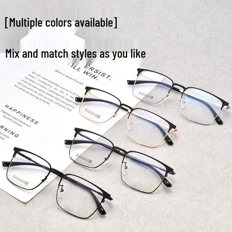 Ultra-Light Men's Metal Eyeglass Frame for Myopia - Large Face Slimming Design