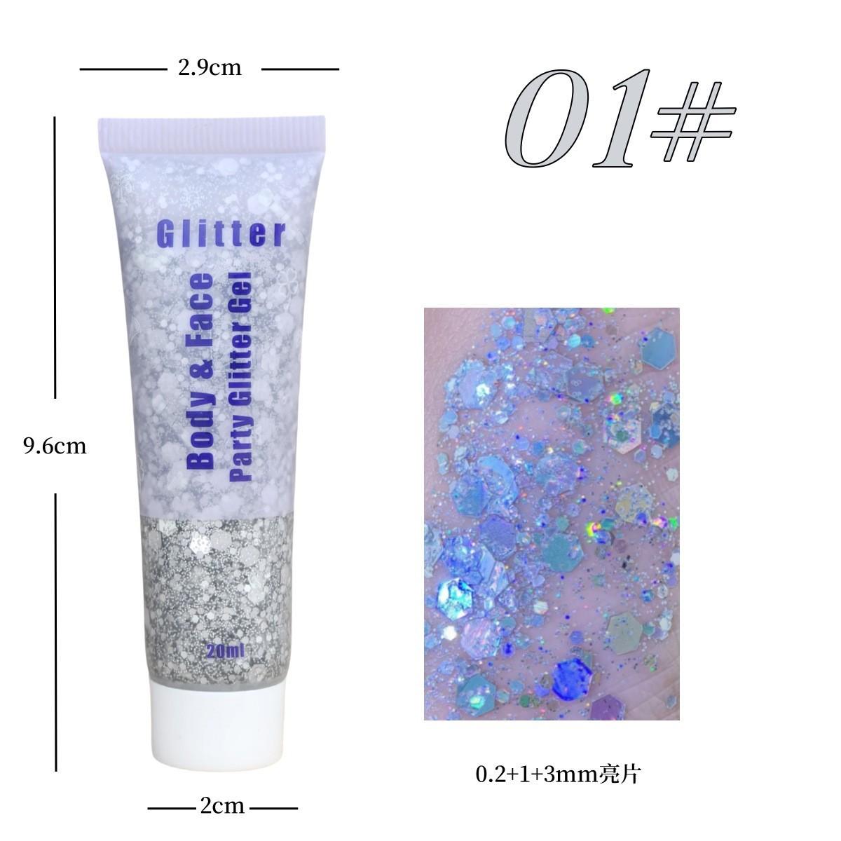 

Glitter Gel for Face & Body – 20ml Shimmer Makeup with Iridescent Flakes, Washable Festival & Party Cosmetic