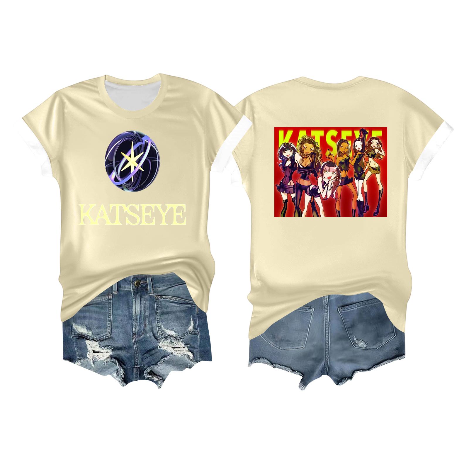 

Жіноча повсякденна футболка з принтом, пуловер з круглим вирізом, топ з коротким рукавом M бежевий