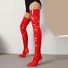 Stilvolle Lackleder Over-the-Knee-Stiefel mit dünnen Stiletto-Absätzen - Damen Übergröße Street Style Ritterstiefel