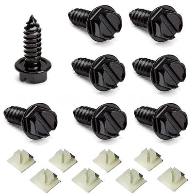 8pcs License Plate Screws + 8pcs Mounting Hardware Clips for Car/Truck/Motorcycle