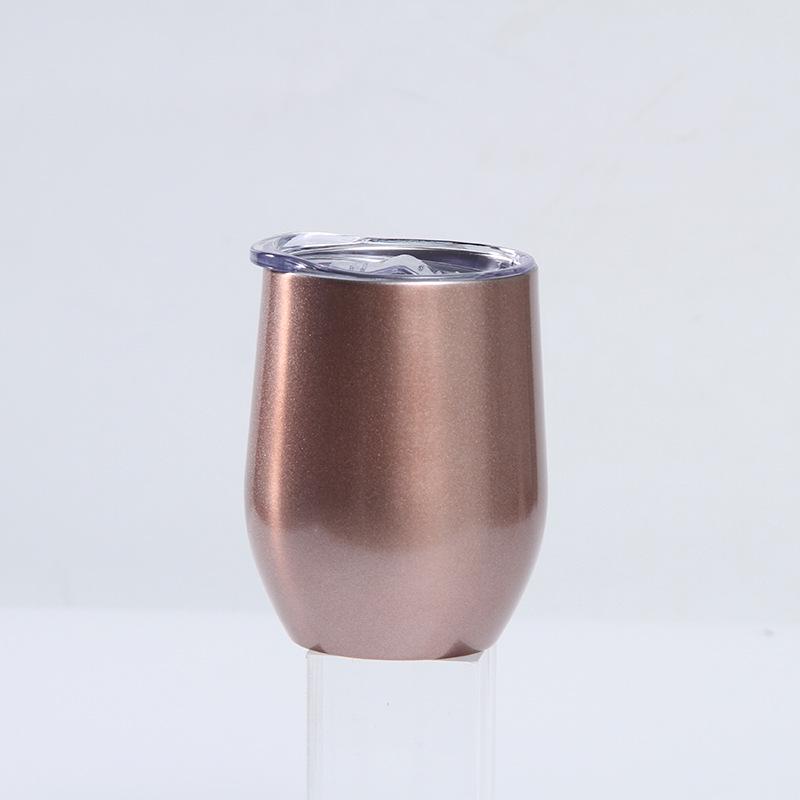 12oz Eierschalenförmiger U-förmiger Edelstahl-Vakuum-Weinbecher mit Bauchdesign