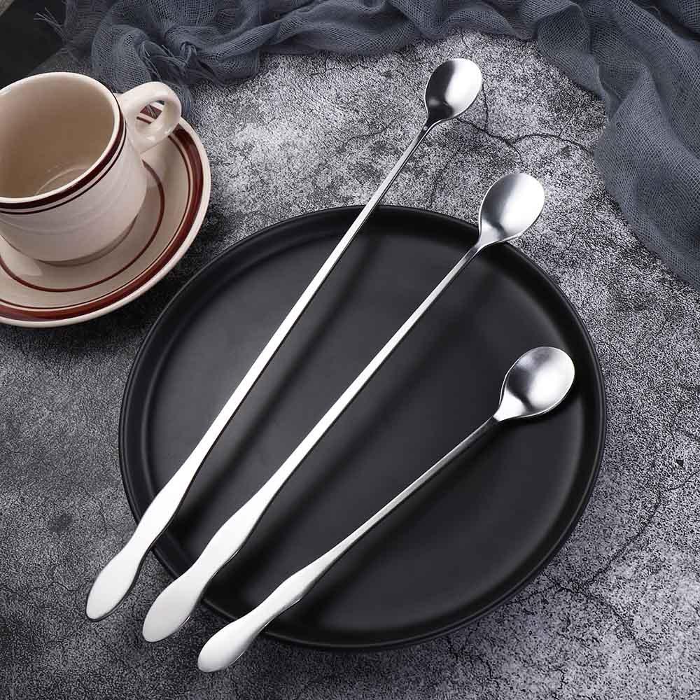 Stainless Steel Long Handle Ice Tea Teaspoon Cocktail Stirring Tool Mixing Stirrers Bar Spoon