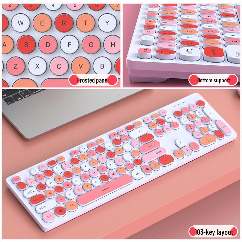 Silent Wired Chocolate Keyboard & Mouse Set for Laptops - Membrane Keys, Punk Style, Office Use