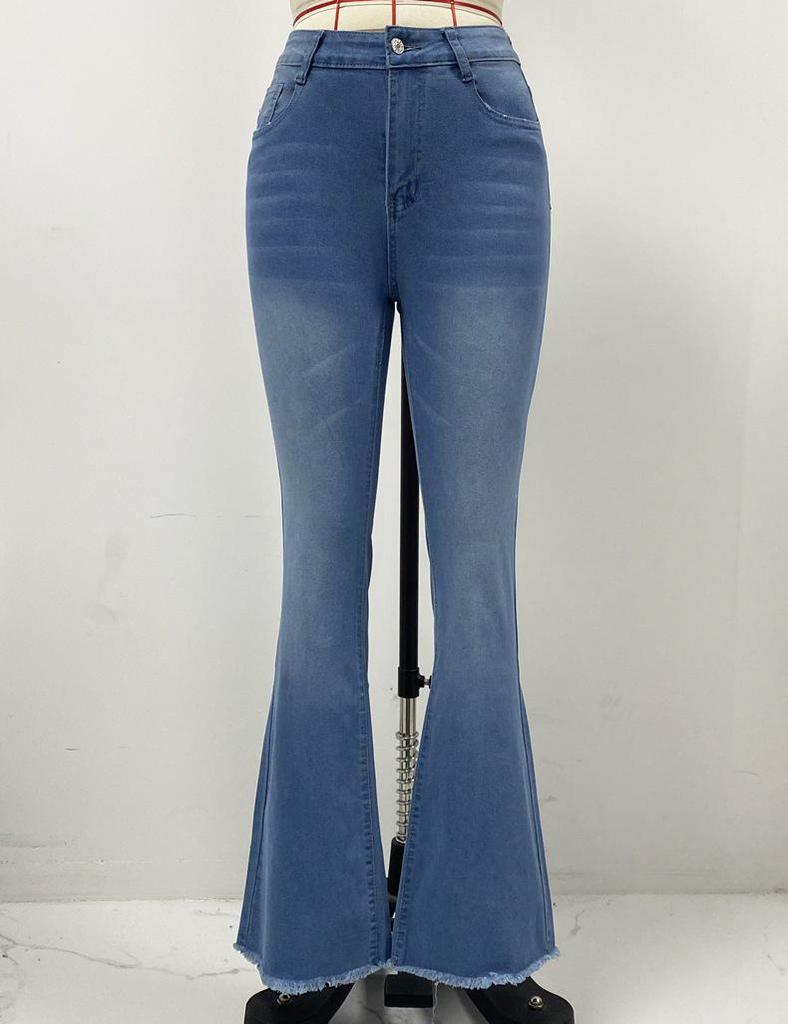 Women's 2025 European & American High-Waisted Ripped Micro-Flare Slim-Fit Jeans