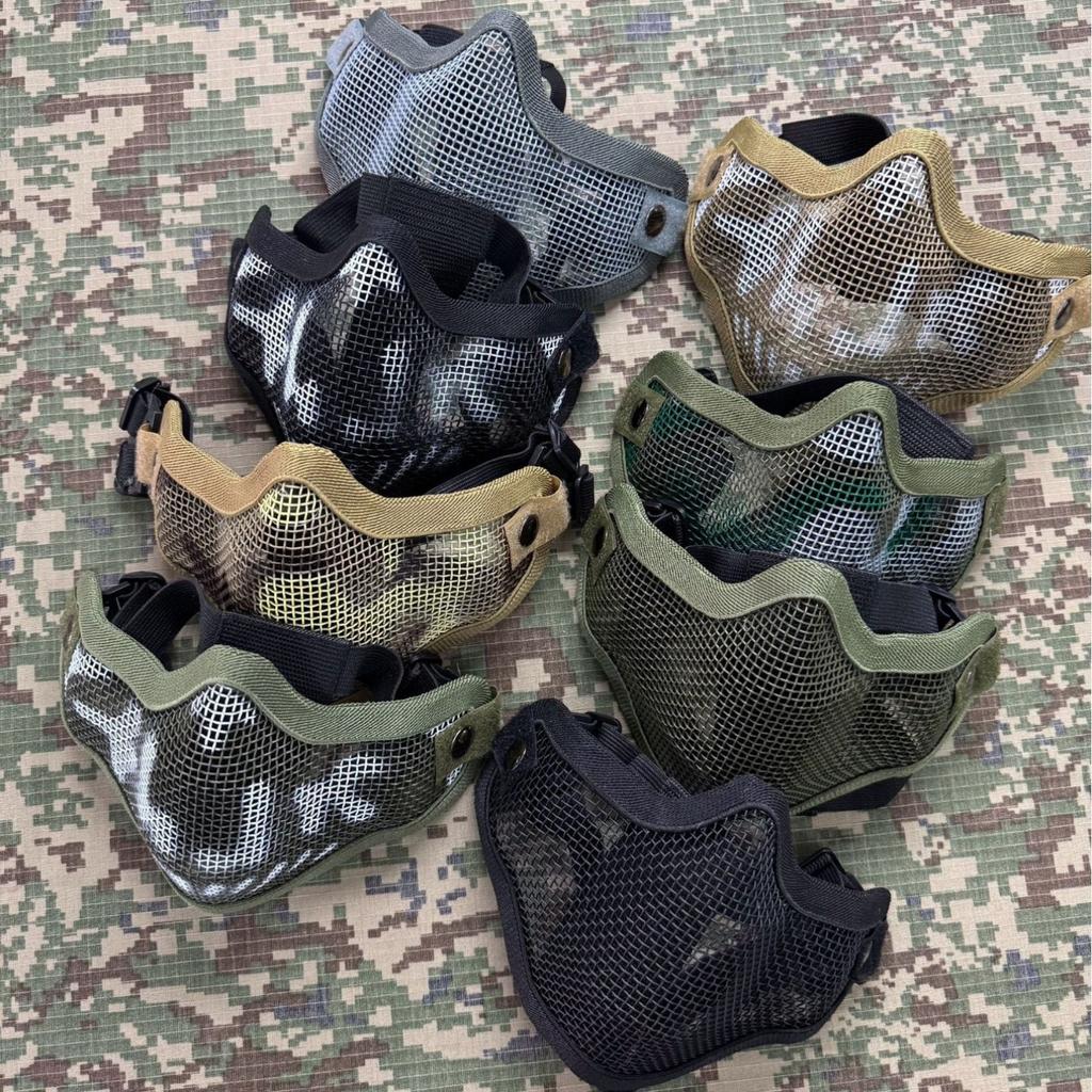 Double Strap Steel Wire Half Face Mask,Breathable Impact Resistant Tactical Protective Mask for Real CS Field Combat, Outdoor Training and Paintball