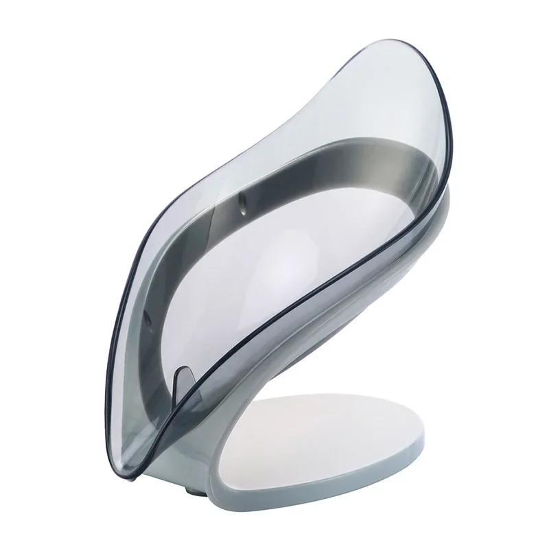 Suction Cup Soap Dish Box For Bathroom Shower Soap Holder with Drain Portable Leaf Shape Toilet Laundry Soap Rack Tray For Basin