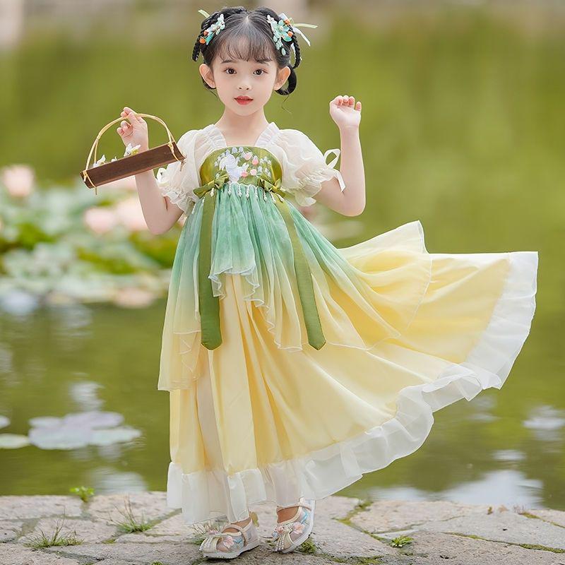 Girls  Summer Hanfu Ruqun Dress: New Chinese Style Princess Performance Costume Size 60