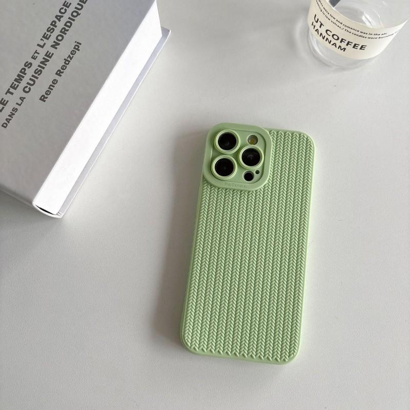 

Weaving Pattern Suitable IPhone 16 Promax Case 13 Anti Drop Large Hole 14 Simple 15om Protective Cover iPhone 12 Pro Max зелёный