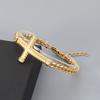 Golden Cross Cuban Link Bracelet for Men Stainless Steel Chain with Adjustable Extender Jewelry Trendy Religious Daily Accessory