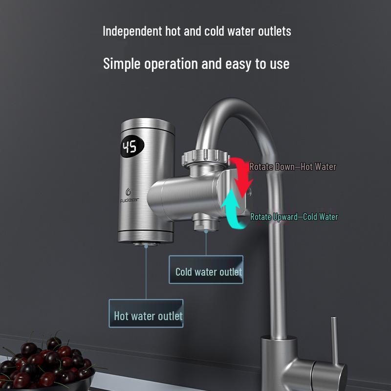 Stainless Steel Electric Instant Hot Water Faucet, No Installation Needed, for Hot and Cold Water Use In Kitchen
