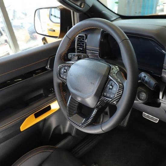 ABS Carbon fiber Interior Steering Wheel Cover Trim For Ford Ranger -24