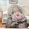 1pc Floral Print Blanket, Rose And Butterfly Pattern, Multi-Size Available, Suitable for Living Room, Bedroom, Study, Balcony, Office