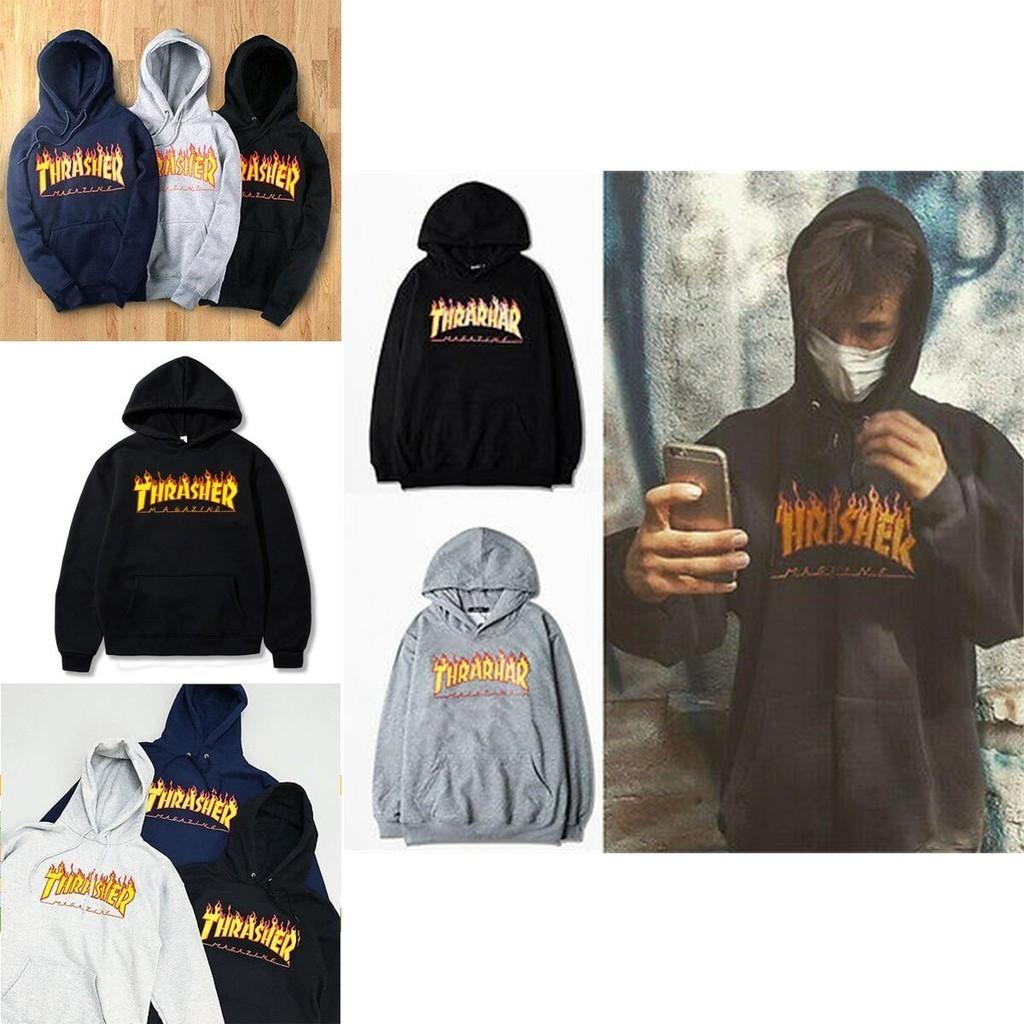 Felpa con cappuccio alla moda con stampa fiamme per uomo taglie forti