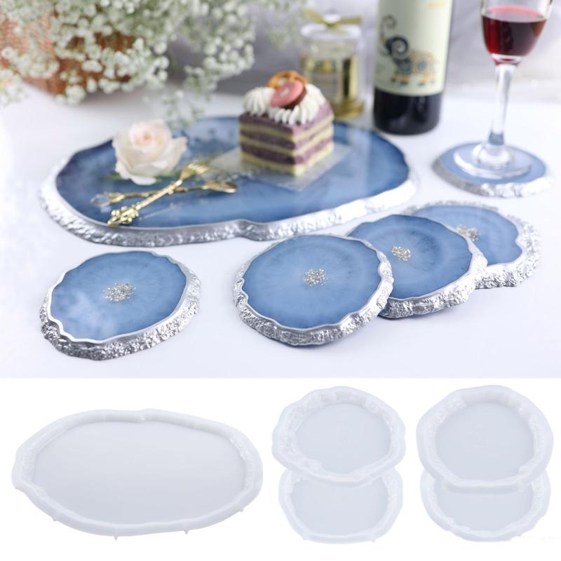 Resin Silicone Coaster Molds for Resin,Geode Coaster Molds for Resin Casting,Epoxy Resin Molds for Tray Coasters Making