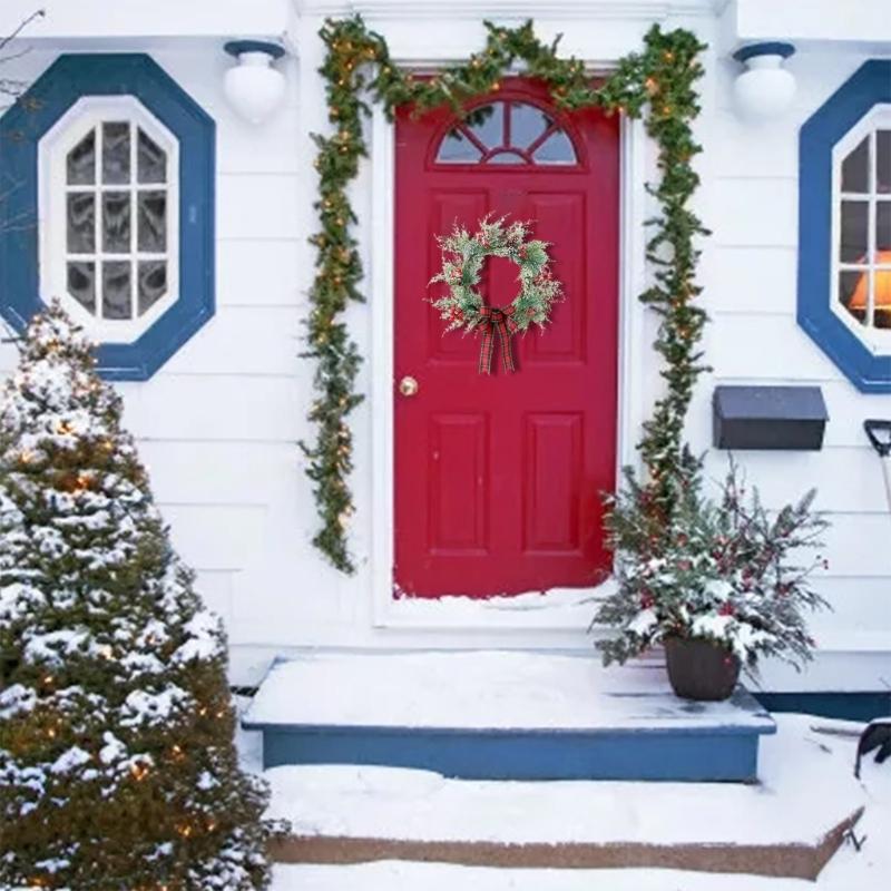 Holiday Charm Pine Branch Wreath Christmas Wreath Hangings with Pinecones and Berries for Welcoming Door Decors