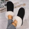 Fashion Snow Boots for Women 2025 Winter New Cashmere Warm Thick Soles Without Heel-covered Hair Half Slipper Cotton Boots for Woman
