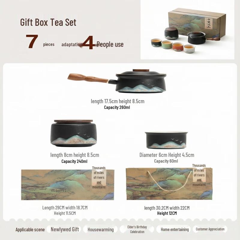 Si Mei Tang Qianli Jiangshan Ceramic Kung Fu Tea Set